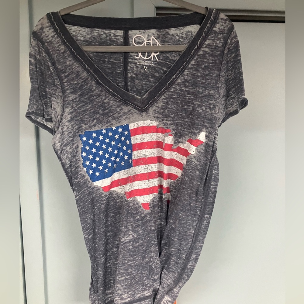 Cha Sor American flag designer united states lightweight distressed shirt medium